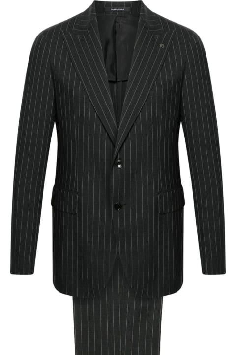 Suits for Men Tagliatore Charcoal Grey Pinstriped Single-breasted Wool Suit