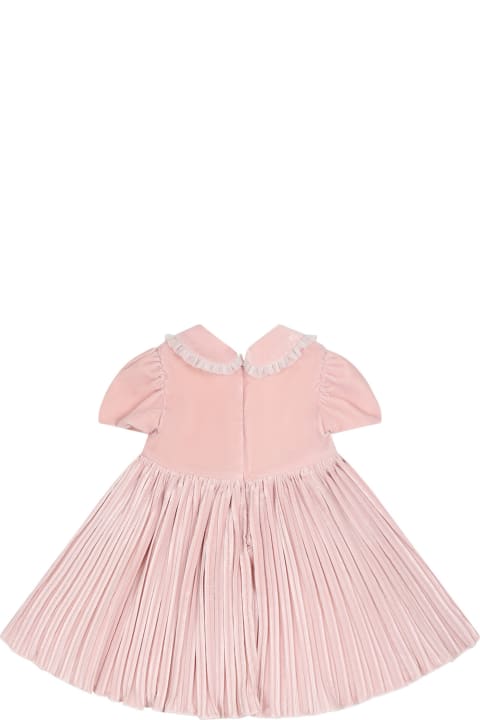 Monnalisa for Kids Monnalisa Pink Dress For Baby Girl With Rose