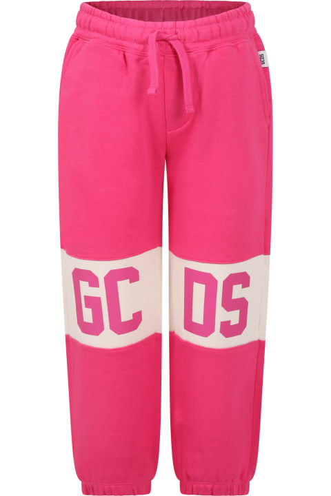 GCDS Mini Bottoms for Girls GCDS Mini Fuchsia Trousers For Girl With Logo