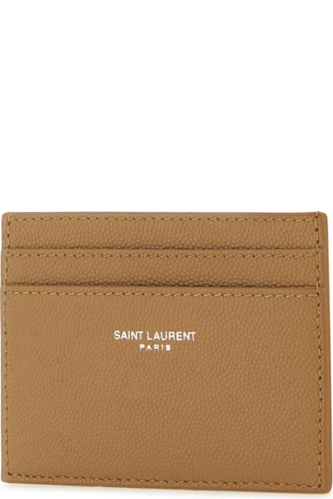 Saint Laurent محافظ لـ القسم الرجالي Saint Laurent Biscuit Leather Card Holder