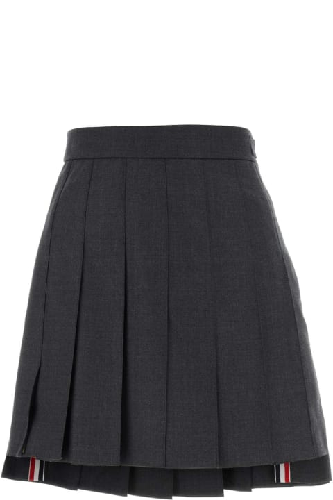 Skirts for Women Thom Browne Graphite Wool Mini Skirt