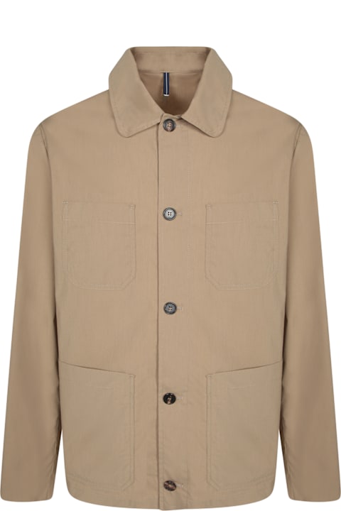 Incotex قمصان لـ القسم الرجالي Incotex Stretch Pocket Overshirt Biscuit