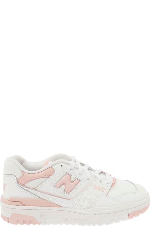 Fashion for Women New Balance '550' White And Light Pink Low Top Sneakers With Logo In Leather Woman
