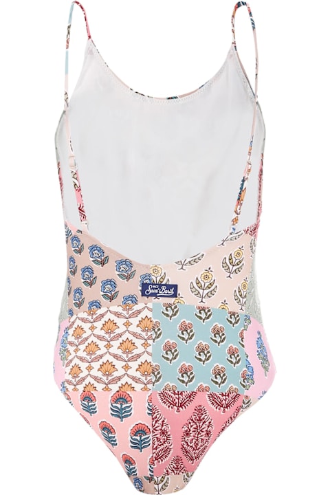 Homeware MC2 Saint Barth Multicolor Swimsuit For Girl With Floral Print
