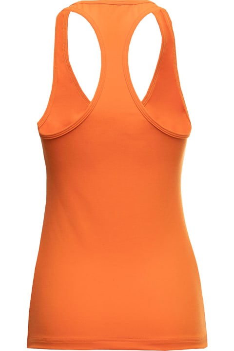 Fashion for Women Dsquared2 D-squared2 Woman 's Stretch Cottonorange Tank Top With Logo Print