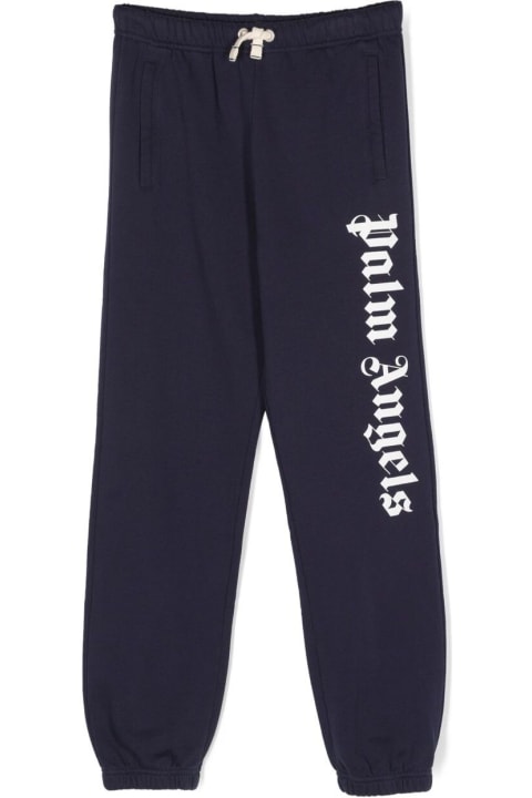 Bottoms for Boys Palm Angels Track Pants With Printed Logo In Blue Cotton Boy