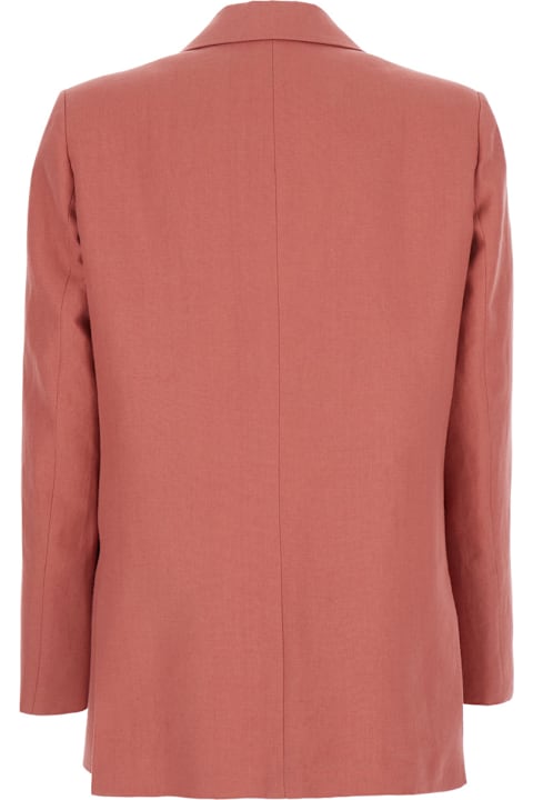 Homeware Blazé Milano 
mdday Sun
 Pink Double-breasted Jacket With Peak Revers In Linen Woman