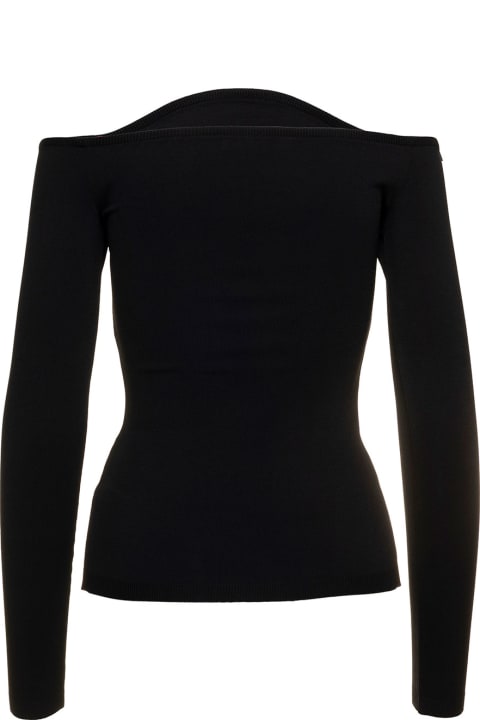 Black Off-the-shoulder Curved Top In Stretched Viscose Woman Valentino