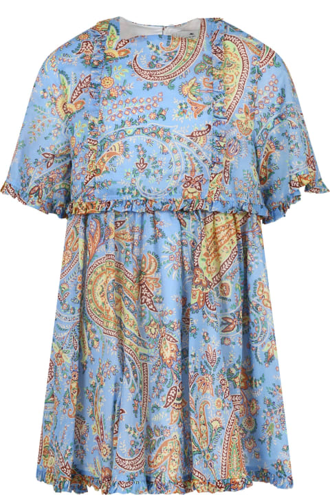 ガールズ ワンピース＆ドレス Etro Light Blue Dress For Girl With Paisley Pattern