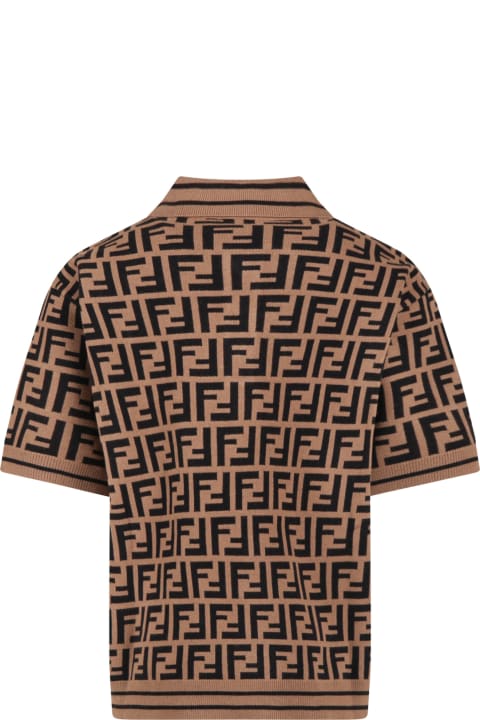 Fendi for Kids Fendi Brown Sweater For Boy With Ff