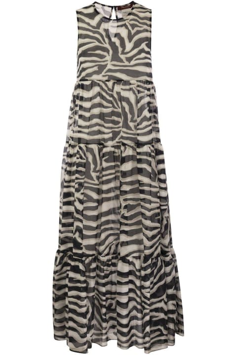Clothing for Women Max Mara Studio Zebra Printed Crewneck Sleeveless Dress