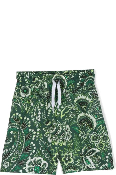 Swimwear for Boys Etro Swim Shorts With Green Paisley Print