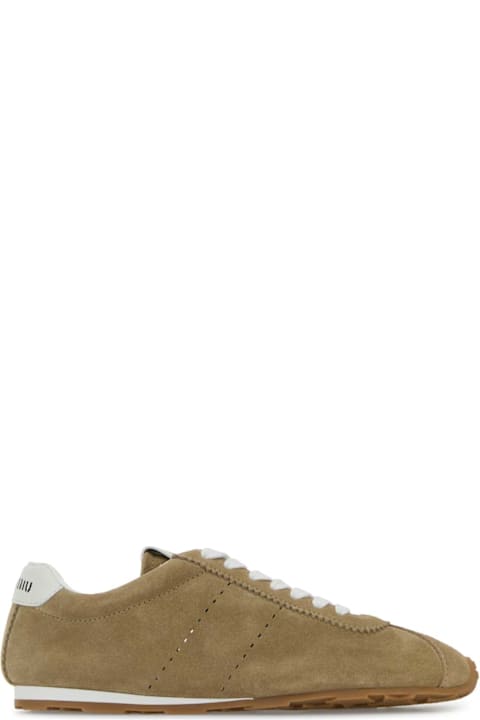 Miu Miu for Women Miu Miu Cappuccino Suede Plume Sneakers