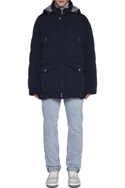 メンズ Brunello Cucinelliのコート＆ジャケット Brunello Cucinelli Quilted Nylon Down Jacket With Detachable Hood