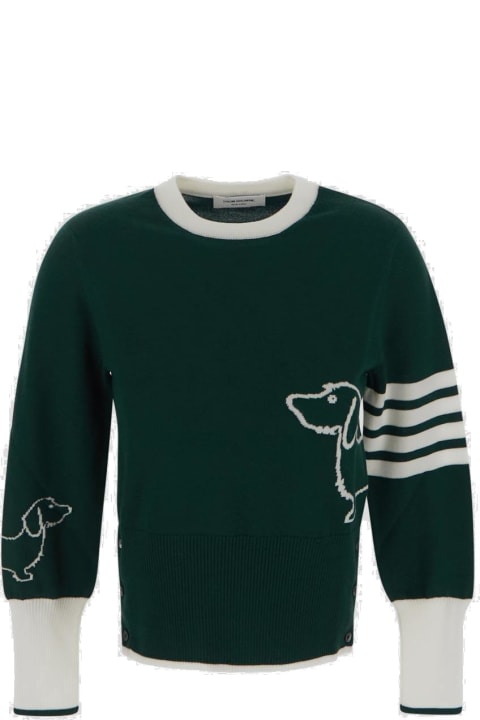 Thom Browne for Women Thom Browne Long-sleeved Crewneck Knitted Jumper