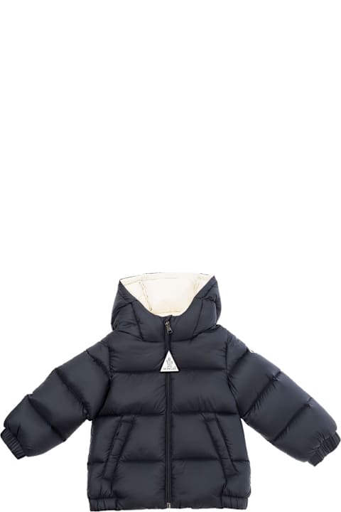 ベビーガールズのセール Moncler 'new Macaire' Blue Down Jacket With Logo Patch In Tech Fabric Baby