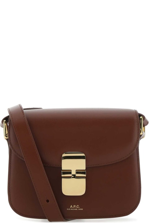 Bags Sale for Women A.P.C. Brown Leather Grace Mini Crossbody Bag