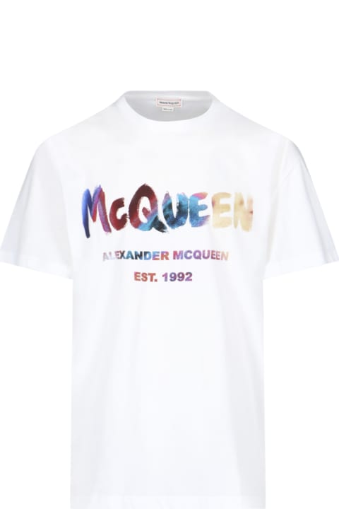 メンズ Alexander McQueenのトップス Alexander McQueen Graffiti Logo T-shirt
