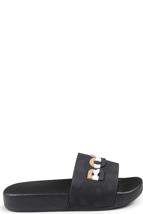 Hugo Boss Shoes for Boys Hugo Boss Black Slippers For Boy With Logo