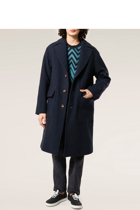 doppiaa Coats & Jackets for Men doppiaa Aamburgo Navy Blue Single-breasted Coat