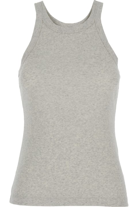 Totême for Women Totême Grey Tank Top With U Neckline In Ribbed Cotton Woman