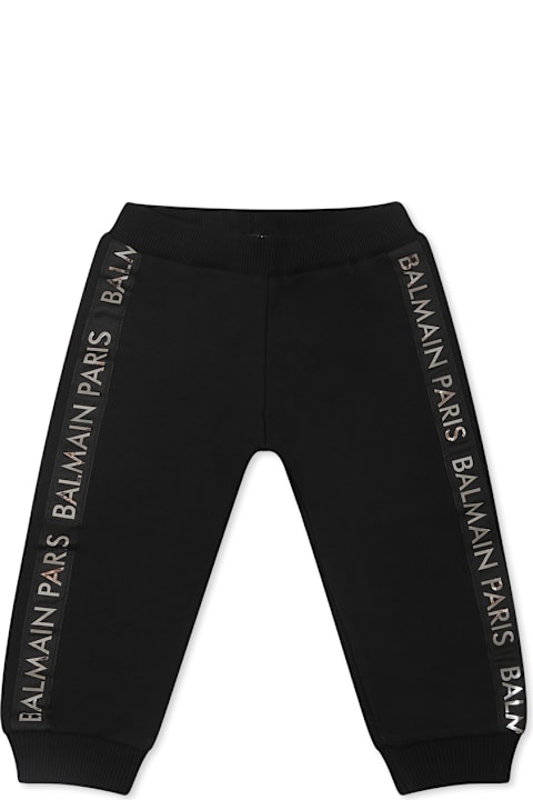 ベビーガールズ Balmainのボトムス Balmain Black Trousers For Babykids With Logo