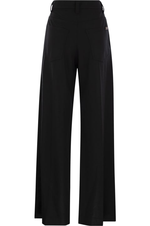 Brunello Cucinelli Pants & Shorts for Women Brunello Cucinelli Wide High-waisted Wool And Cashmere Trousers With Necklace