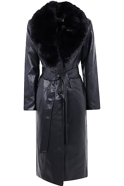 MICHAEL Michael Kors Coats & Jackets for Women MICHAEL Michael Kors Faux Leather Robe Coat W Fx Fur Collar