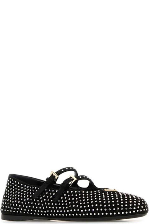 أحذية مسطحة لـ السيدات Prada Black Suede Ballerinas