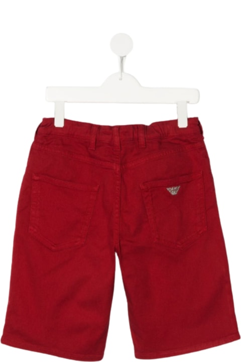 Emporio Armani Kids Boy's Red Cotton Blend Bermuda Shorts