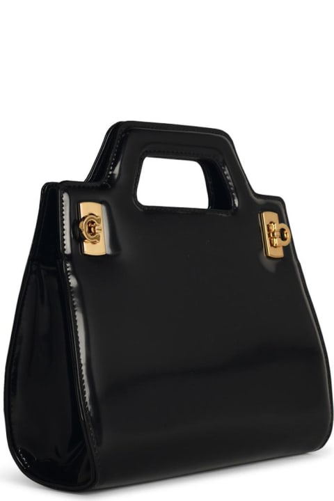 Ferragamo Bags for Women Ferragamo 'wanda' Black Shiny Leather Bag