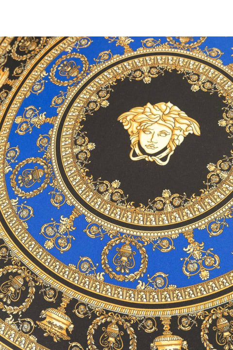 Versace Textiles & Linens Versace Gold, Black And Blue Pillow In Silk And Synthetic Fibers With Baroque Print