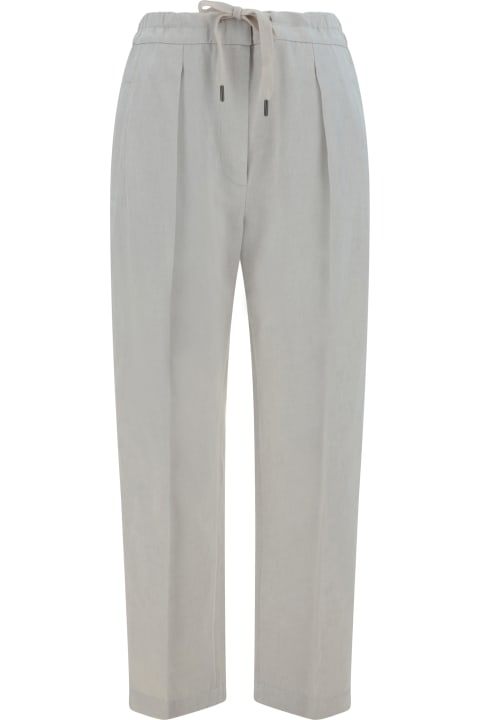 Brunello Cucinelli for Women Brunello Cucinelli Cotton And Linen Trousers With Pleats