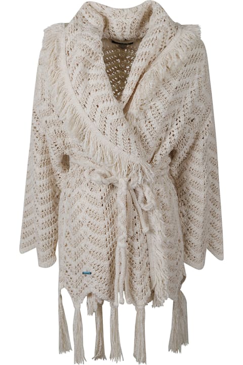 Sweaters for Women Alanui Belted Waist Fringed Edge Cardigan