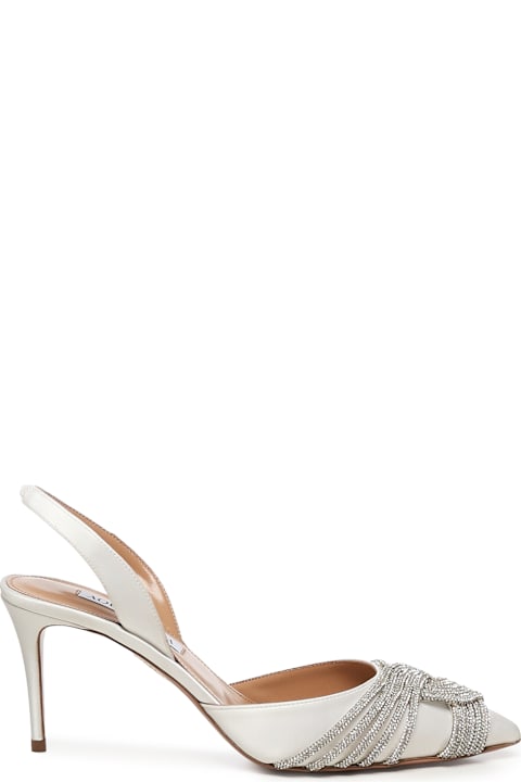 Aquazzura Shoes for Women Aquazzura Gatsby Satin Pumps With Crystals