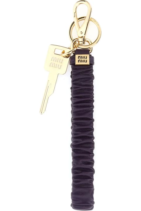 Miu Miu Keyrings for Women Miu Miu Purple Leather Keyring