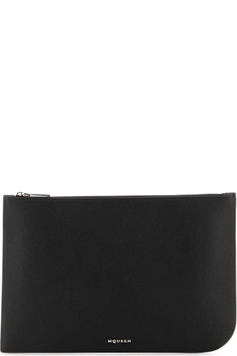 Alexander McQueen Totes for Men Alexander McQueen Black Leather Large Sling Pouch