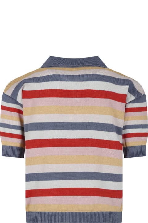 Coco Au Lait for Kids Coco Au Lait Multicolor Polo Shirt For Kids With Striped Pattern