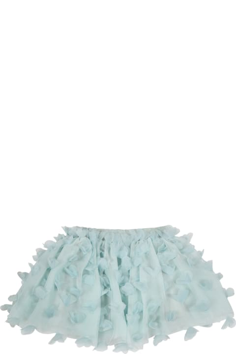 Green Skirt For Baby Girl With Tulle Applications