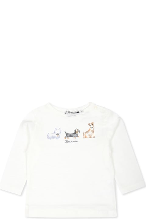 Bonpoint T-Shirts & Polo Shirts for Baby Girls Bonpoint White T-shirt For Babykids With Dog Print