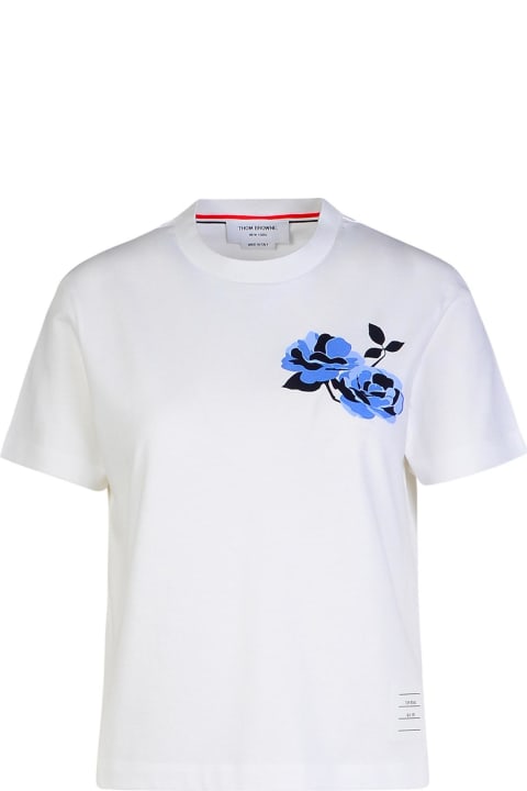 Thom Browne Topwear for Women Thom Browne 'rose' White Cotton T-shirt
