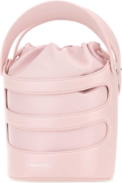 Alexander McQueen Women Alexander McQueen Pastel Pink Leather The Rise Bucket Bag