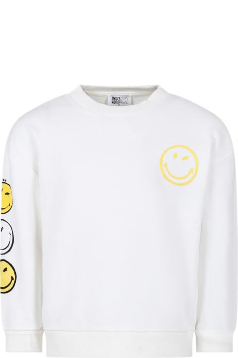 ウィメンズ新着アイテム Marc Jacobs White Sweatshirt For Boy With Smiley And Logo