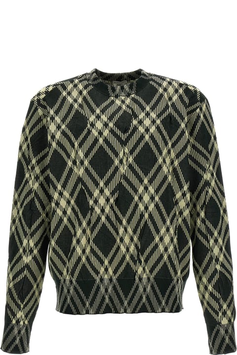 メンズ Burberryのニットウェア Burberry Check Crinkled Sweater
