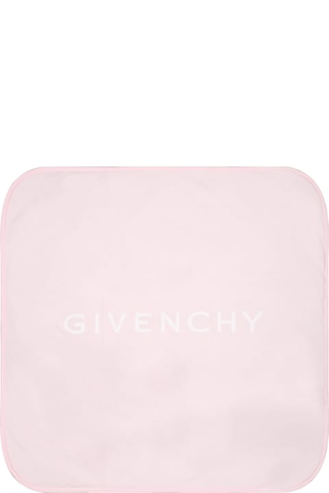 Pink Blanket For Baby Girl With White Logo
