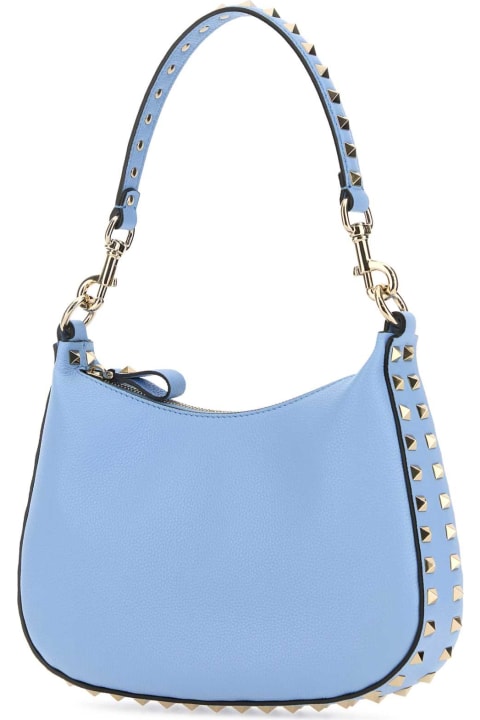 Bags Sale for Women Valentino Garavani Light Blue Leather Small Hobo Rockstud Shoulder Ba