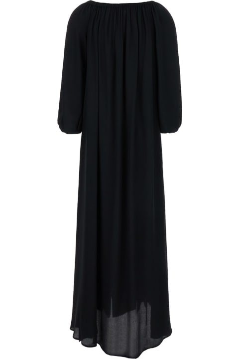 Federica Tosi for Women Federica Tosi Black Off Shoulder Maxi Dress In Silk Blend Woman