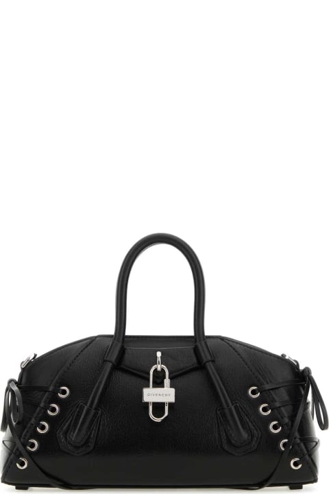 Givenchy for Women Givenchy Black Leather Mini Antigona Stretch Handbag