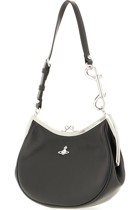 Vivienne Westwood for Women Vivienne Westwood Black Leather Charm Frame Shoulder Bag