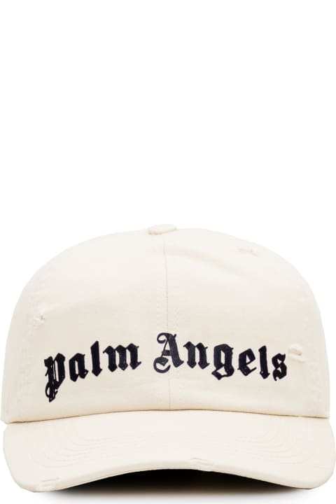Palm Angels Hats for Men Palm Angels Ivory Cotton Baseball Cap